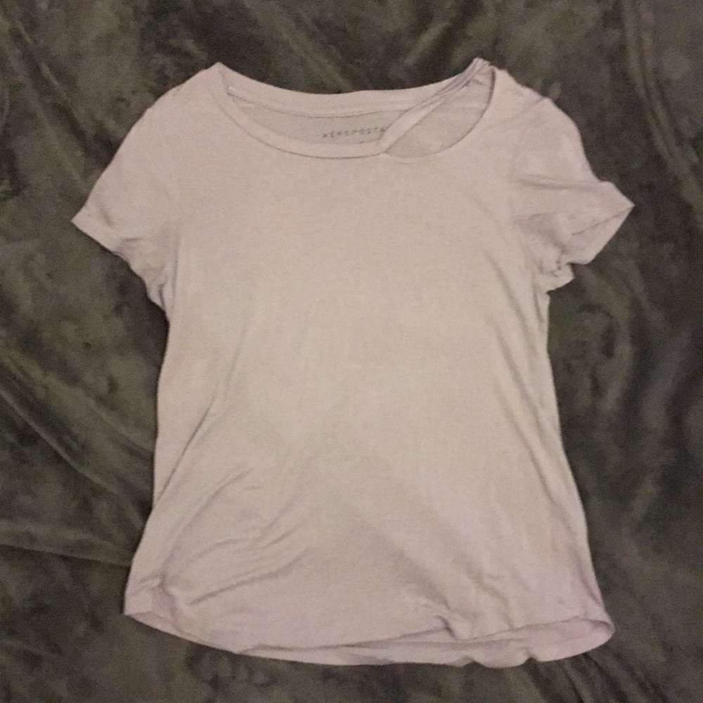 purple tee with cute rip in collar